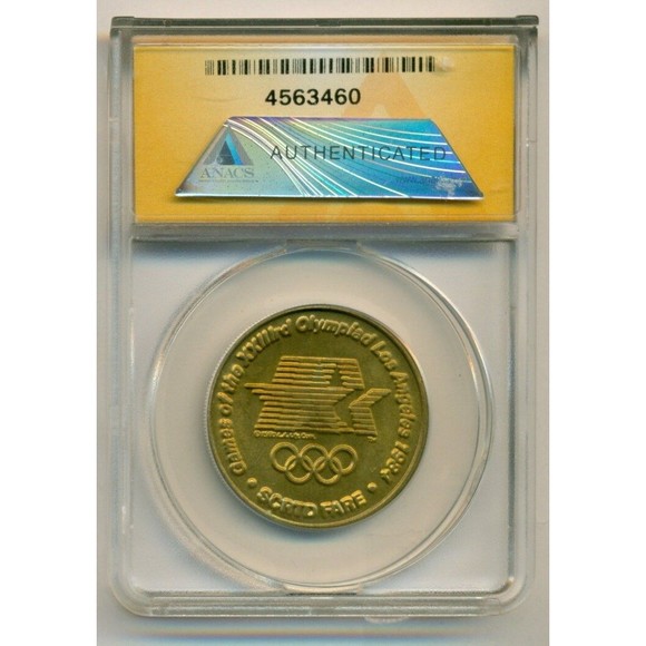 1984 Los Angeles Olympics SCRTD Fare Team Handball Token MS65 ANACS - Picture 2 of 4